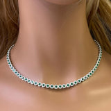 11.10ct G SI 14K White Gold Diamond & Emerald Gemstone Necklace 16" Long