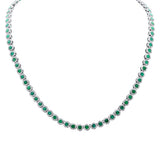 11.10ct G SI 14K White Gold Diamond & Emerald Gemstone Necklace 16" Long