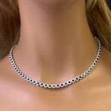 <span style="color:purple">SPECIAL!</span>15.81ct G SI 14K White Gold Diamond & Blue Sapphire Gemstone Necklace 16" Long