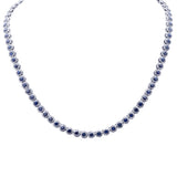 <span style="color:purple">SPECIAL!</span>15.81ct G SI 14K White Gold Diamond & Blue Sapphire Gemstone Necklace 16" Long