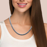 <span style="color:purple">SPECIAL!</span>15.81ct G SI 14K White Gold Diamond & Blue Sapphire Gemstone Necklace 16" Long