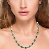 10.10ct G SI 14K Yellow Gold Diamond & Emerald Gemstone Necklace 16" Long