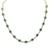 10.10ct G SI 14K Yellow Gold Diamond & Emerald Gemstone Necklace 16" Long
