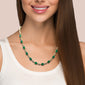 <span style="color:purple">SPECIAL!</span>9.55ct G SI 14K Yellow Gold Diamond & Oval Emerald Gemstone Necklace 16" Long
