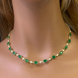 <span style="color:purple">¡ESPECIAL!</span>9.55ct G SI Oro Amarillo de 14K Diamante y Esmeralda Collar de Piedras Preciosas 16" de Largo