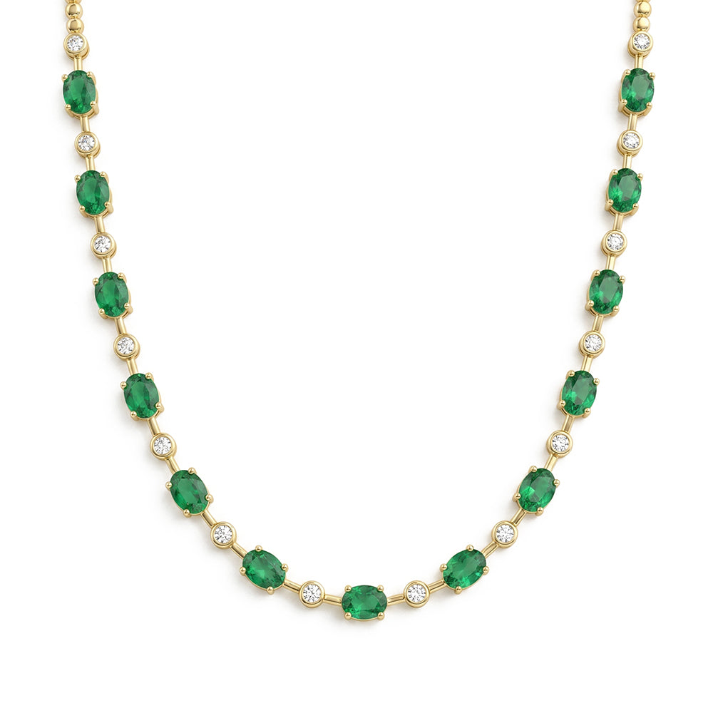 <span style="color:purple">¡ESPECIAL!</span>9.55ct G SI Oro Amarillo de 14K Diamante y Esmeralda Collar de Piedras Preciosas 16" de Largo