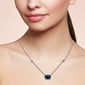 <span style="color:purple">SPECIAL!</span>1.05ct G SI 14K White Gold Diamond & Blue Sapphire Gemstone Pendant 18" Long