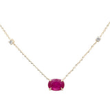.92ct G SI 14K Yellow Gold Diamond & Ruby Gemstone Pendant 18" Long