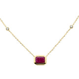 .85ct G SI 14K Yellow Gold Diamond & Ruby Gemstone Pendant 18" Long