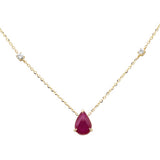 .93ct G SI 14K Yellow Gold Diamond & Ruby Gemstone Pendant 18" Long