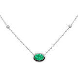 .70ct G SI 14K Yellow Gold Diamond & Emerald Gemstone Pendant 18" Long
