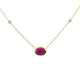 .95ct G SI 14K Yellow Gold Diamond & Ruby Gemstone Pendant 18" Long