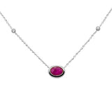 <span style="color:purple">SPECIAL!</span>.88ct G SI 14K White Gold Diamond & Ruby Gemstone Pendant 18" Long