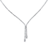 7.74ct G SI 14K White Gold Diamond Drop Lariat Tennis Necklace 16+2" Long