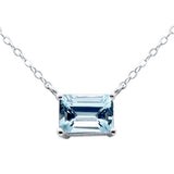 1.34ct G SI 14K White Gold Aquamarine Gemstone Solitaire Pendant Necklace 18" Long