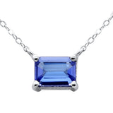 .86ct G SI 14K White Gold Tanzanite Gemstone Solitaire Pendant Necklace 18" Long