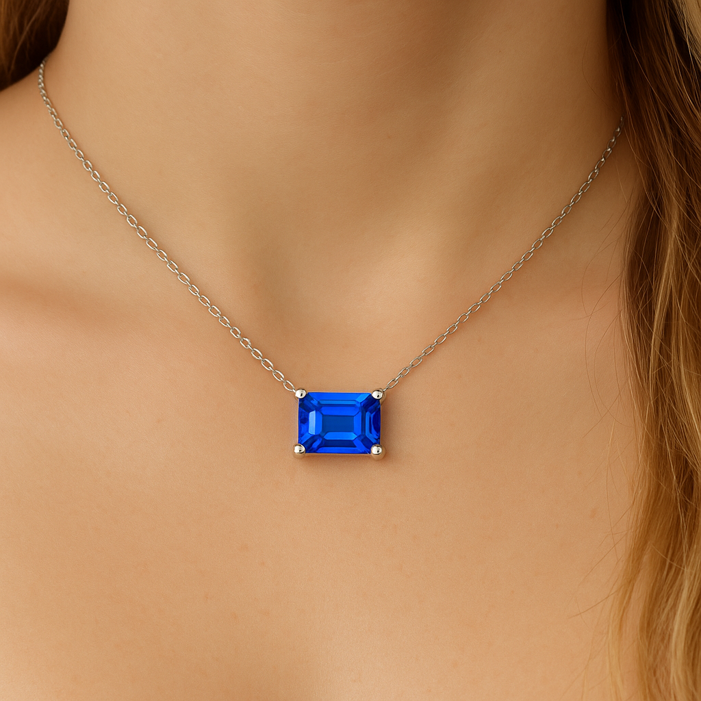 .86ct G SI 14K White Gold Tanzanite Gemstone Solitaire Pendant Necklace 18" Long