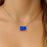 .86ct G SI 14K White Gold Tanzanite Gemstone Solitaire Pendant Necklace 18" Long
