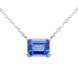 1.50ct G SI 14K White Gold Tanzanite Gemstone Solitaire Pendant Necklace 18" Long