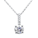 1.10ct G SI 14K White Gold Round Diamond Solitare Pendant 18" Long