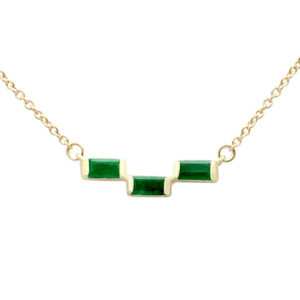 .30ct G SI 14K Yellow Gold  Emerald Gemstone Pendant Necklace 18" Long Chain