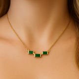 .30ct G SI 14K Yellow Gold  Emerald Gemstone Pendant Necklace 18" Long Chain