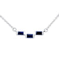 .40ct G SI 14K White Gold Blue Sapphire Gemstone Pendant Necklace 18" Long Chain