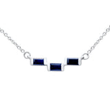 .35ct G SI 14K White Gold Blue Sapphire Gemstone Pendant Necklace 18" Long Chain