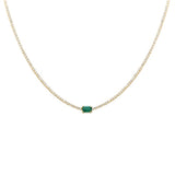 2.61ct G SI 14K Yellow Gold Diamond & Emerald Double Eagle Prong Set Tennis Necklace 16" Long
