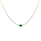 <span style="color:purple">SPECIAL!</span>6.22ct G SI 14K Yellow Gold Diamond & Emerald Double Eagle Prong Set Gemstone Tennis Necklace 16" Long