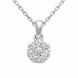<span>DIAMOND CLOSEOUT! </span> .60ct G SI 14K White Gold Diamond Flower Solitaire Pendant Necklace 18" Chain