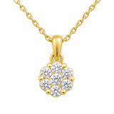 .60ct G SI 14K Yellow Gold Flower Solitaire Diamond Pendant Necklace 18" Chain