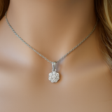 <span>DIAMOND CLOSEOUT! </span> .60ct G SI 14K White Gold Diamond Flower Solitaire Pendant Necklace 18" Chain