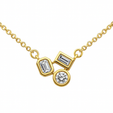 .21ct G SI 14K Yellow Gold Multi Shaped Diamond Pendant Necklace 18" Long