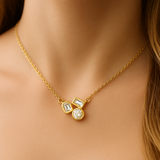 .21ct G SI 14K Yellow Gold Multi Shaped Diamond Pendant Necklace 18" Long