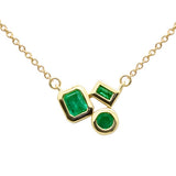 .32ct G SI 14K Yellow Gold Multi Shaped Emerald Gemstone Pendant Necklace 18" Long
