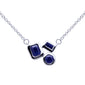<span style="color:purple">SPECIAL!</span>.46ct G SI 14K White Gold Multi Shaped Blue Sapphire Gemstone Pendant Necklace 18" Long