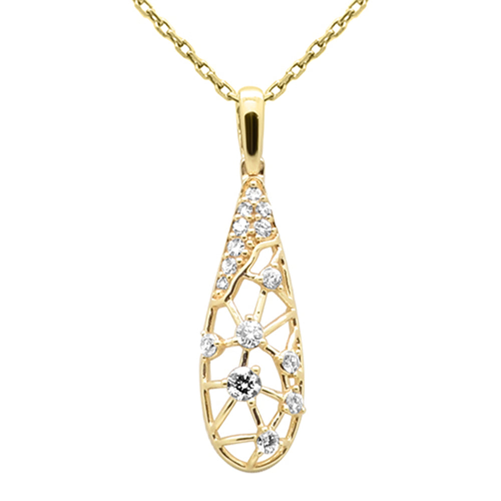 .19ct G SI 14K Yellow Gold Round Diamond Trendy Style Pendant Necklace 18" Long