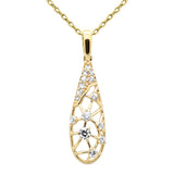 .19ct G SI 14K Yellow Gold Round Diamond Trendy Style Pendant Necklace 18" Long