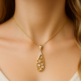 .19ct G SI 14K Yellow Gold Round Diamond Trendy Style Pendant Necklace 18" Long