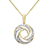 .20ct G SI 14K Yellow Gold Round Diamond Swirl Style Pendant Necklace 18" Long