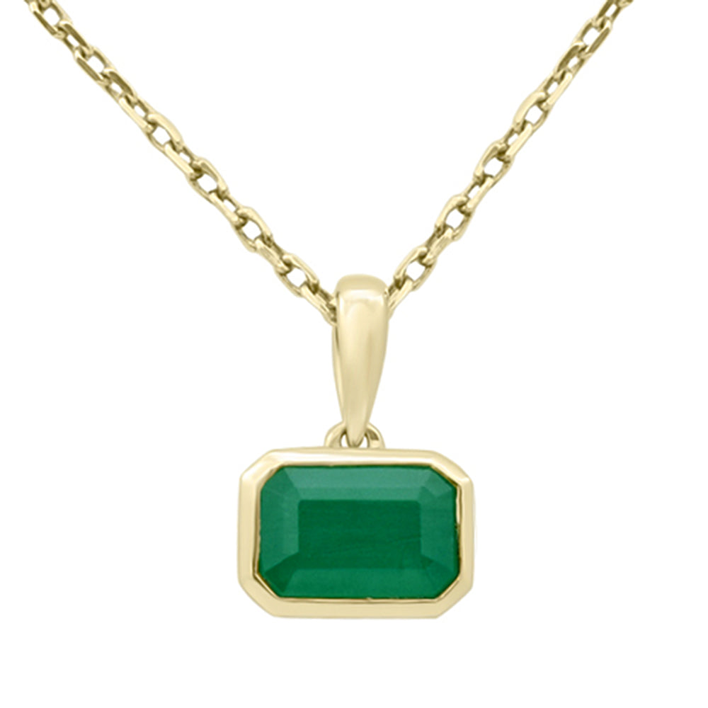 .53ct G SI 14KT Yellow Gold Emerald Gemstone Pendant Necklace 18" Long Chain