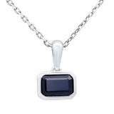.86ct G SI 14KT White Gold Blue Sapphire Gemstone Pendant Necklace 18" Long Chain