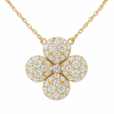 .51ct G SI 14K Yellow Gold Diamond Flower Pendant 18" Long