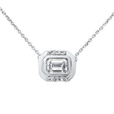 .77ct G SI 14K White Gold Emerald Cut Diamond Pendant Necklace 16+2" Ext Long Chain