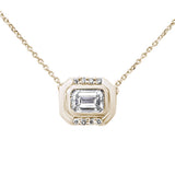 .77ct G SI 14K Yellow Gold Emerald Cut Diamond Pendant Necklace 16+2" Ext Long Chain
