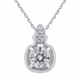 1.20ct G SI 14K White Gold Round Brilliant Diamond Solitaire Pendant 18" Long