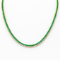 <span style="color:purple">SPECIAL!</span>6.78ct G SI 14K Yellow Gold Diamond & Emerald Gemstone Tennis Necklace 16" Long