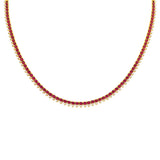 8.89ct G SI 14K Yellow Gold Diamond & Ruby Gemstone Tennis Necklace 16" Long
