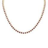 16.26ct G SI 14K Yellow Gold Diamond & Ruby Gemstone Tennis Necklace 16" Long